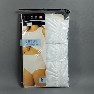 Vtg Pink K Kmart Shimmer Shiny Nylon Sissy Panties High Waist Brief Size 9 Lot 3